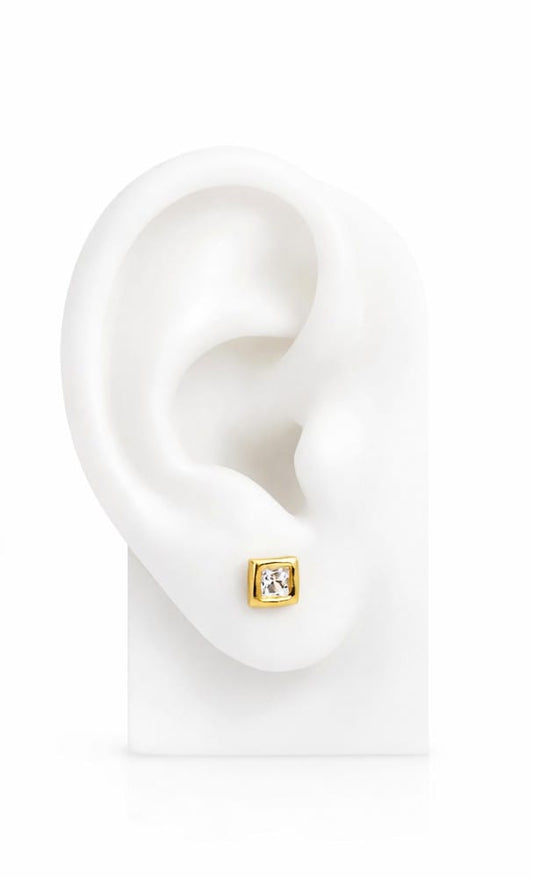 Arete Minimalista con Circonia – Chapa de Oro 14K